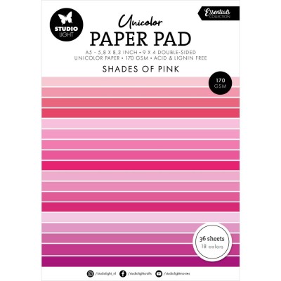 Studio Light- Essentials Unicolor Paper Pad «Shades Of Pink» paquet de papier  5.8" X 8.3"