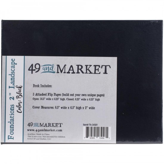49th Market - Album  «Foundations Album Landscape» 6.5"X8.5" Noir