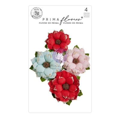 Prima Flowers - Collection Mulberry Paper «Candy Cane Lane» 4 pièces