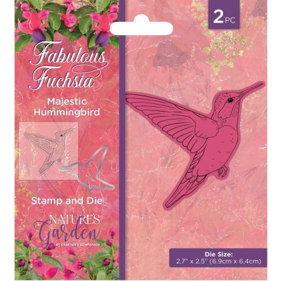 Crafter's Companion - Dies et estampes collection Nature's Garden Fabulous Fuschia «Majestic Hummingbird» 2 pcs