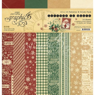 Graphic 45 - «Letters to Santa» Patterns and Solids 12" X 12"  16 feuilles