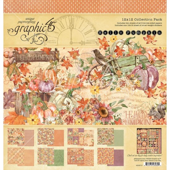  Graphic 45 - «Hello Pumpkin» Ensemble de papier 12" X 12"  16 feuilles