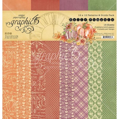 Graphic 45 - «Hello Pumpkin» Patterns and Solids 12" X 12"  16 feuilles