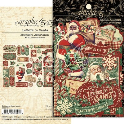 Graphic 45 - «Letters to Santa» paquet d'éphémeras  35 pièces