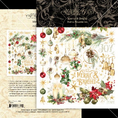 Graphic 45 - Rub-Ons de la collection  «Merry & Bright» 2 feuilles