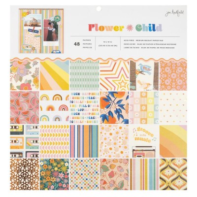 Jen Hadfield- bloc de papier collection  «Flower Child» 12 X 12" 48 feuilles recto
