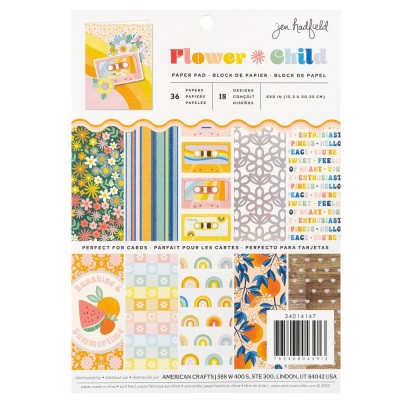 Jen Hadfield- bloc de papier collection  «Flower Child» 6 X 8" 36 feuilles
