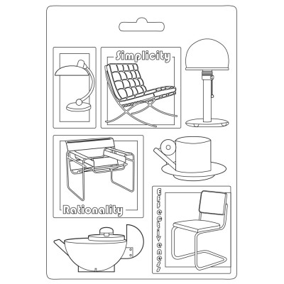 LIQUIDATION-Stamperia - Moule «Stampo » modèle  «Bauhaus Chairs» 6" X 8" (Le prix indiqué ci-dessous comprend le rabais de 50%)