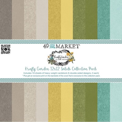 49& Market - bloc de papier collection «Krafty Garden Solids» 12 x 12" 10 feuilles