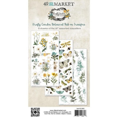 49 & Market - Rub-Ons de la collection  «Krafty Garden/Botanical» 3 feuilles