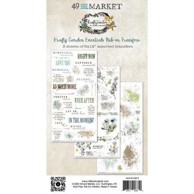 49 & Market - Rub-Ons de la collection  «Krafty Garden/Essentials» 3 feuilles