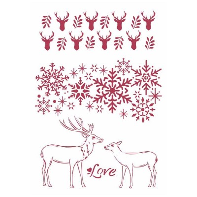 LIQUIDATION- Stamperia - Stencil Formato G «Love, Winter Tales» 8.27" X 11.69" (Le prix indiqué est déjà à 50% de rabais)