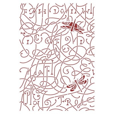 LIQUIDATION-Stamperia - Stencil Formato G «Dragonfly/Romantic Garden House» 8.27" X 11.69"  (le prix ci-dessous est déjà en rabais)