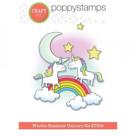 Poppystamps - Ensemble d'estampes et de dies  modèle «Whittle Rainbow Unicorn Kit» 26 pcs