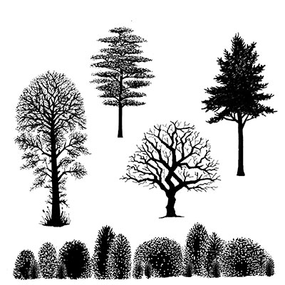 Lavinia - Estampes ensemble «Tree Scene» 4 pqt