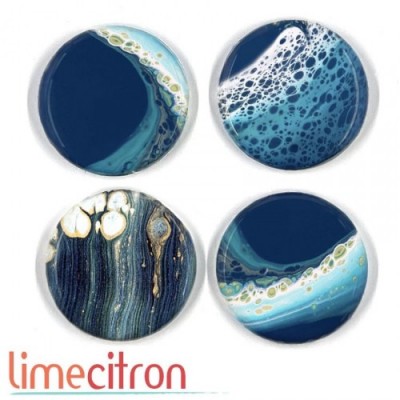 Lime Citron - badge 417 «Fluide Art bleu»
