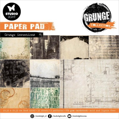Studio Light - Collection de papiers Grunge «Grunge Inventions No. 110» 8"X8" 36 feuilles