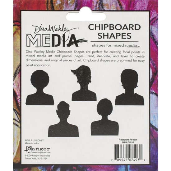 Dina Wakley - Chipboard Shapes «Passport Photos» 5 pièces