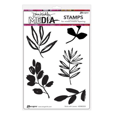 Ranger- Dina Wakley Media Estampes -  «Sticks With Leaves» 5 pcs