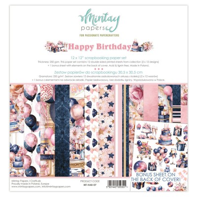  Mintay - Papier 12" X 12"  collection «Happy Birthday» 12 pages recto-verso