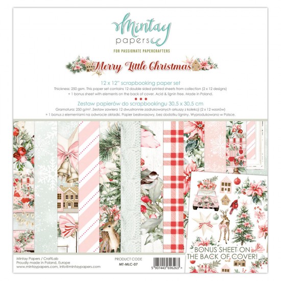  Mintay - Papier 12" X 12"  collection «Merry Little Christmas» 12 pages recto-verso
