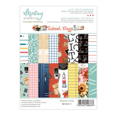  Mintay - Papier 6" X 8"  collection «School Days» 24 pages recto-verso