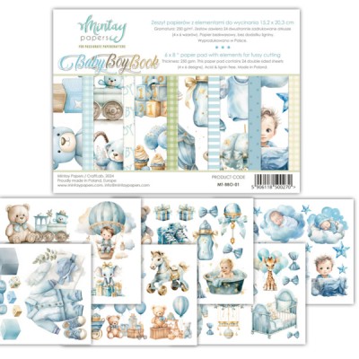 Mintay - Papier 6" X 8"  collection «Baby Boy Book» 24 pages recto-verso                      