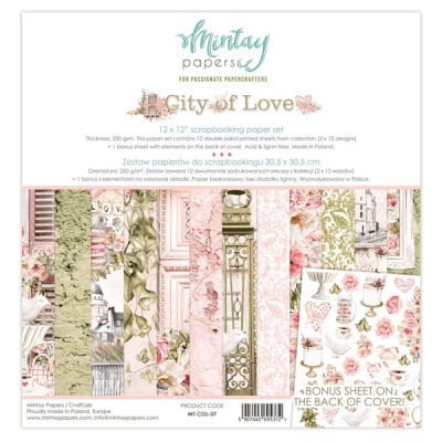 PRÉCOMMANDE-  Mintay - Papier 12" X 12"  collection «City Of Love» 12 pages recto-verso