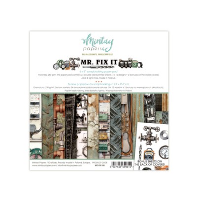  Mintay - Papier 6" X 6"  collection «Mr. Fix It» 24 pages recto-verso