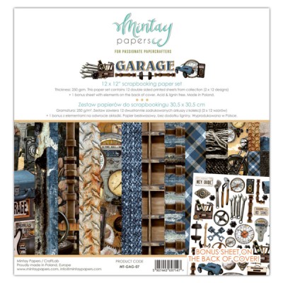  Mintay - Papier 12" X 12"  collection «Garage» 12 pages recto-verso