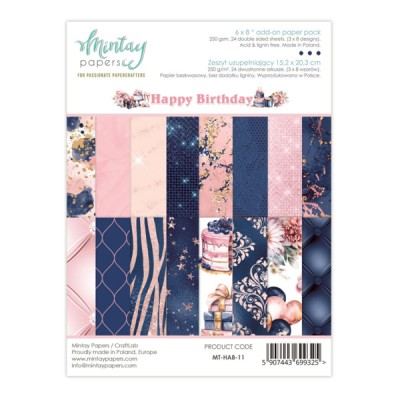  Mintay - Papier 6" X 8"  collection «Happy Birthday» 24 pages recto-verso
