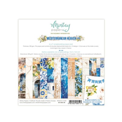  Mintay - Papier 6" X 6"  collection «Mediterranean Heaven» 24 pages recto-verso