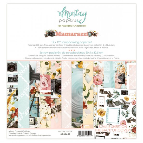  Mintay - Papier 12" X 12"  collection «Mamarazzi» 12 pages recto-verso