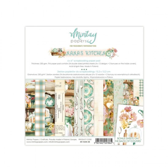  Mintay - Papier 6" X 6"  collection «Nana's Kitchen» 24 pages recto-verso