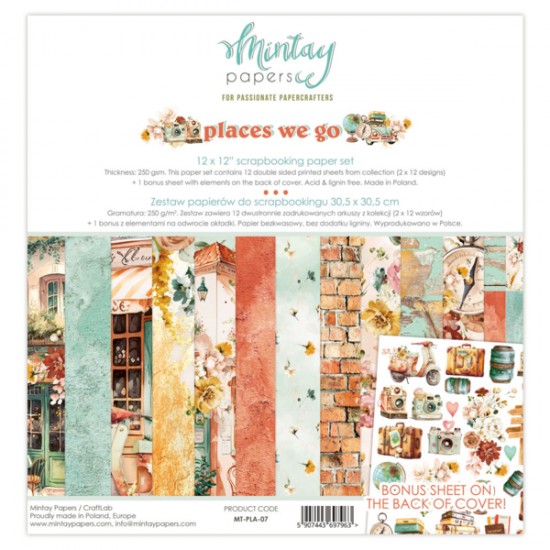  Mintay - Papier 12" X 12"  collection «Places We Go» 12 pages recto-verso
