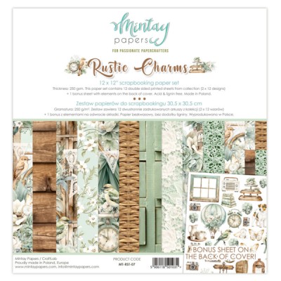  Mintay - Papier 12" X 12"  collection «Rustic Charms» 12 pages recto-verso