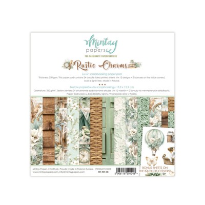  Mintay - Papier 6" X 6"  collection «Rustic Charms» 24 pages recto-verso