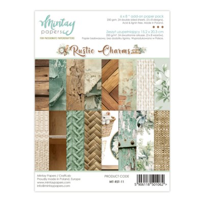  Mintay - Papier 6" X 8"  collection «Rustic Charms» 24 pages recto-verso