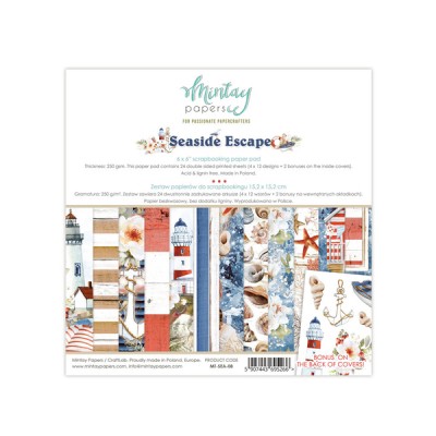 Mintay - Papier 6" X 6"  collection «Seaside Escape» 24 pages recto-verso