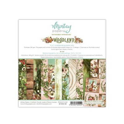 Mintay - Papier 6" X 6"  collection «Woodland» 24 pages recto-verso