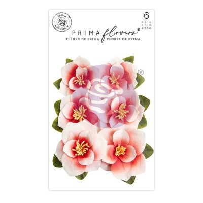 Prima Flowers - Collection Mulberry Paper «Blushing Florals / Magnolia Rouge» 6 pièces