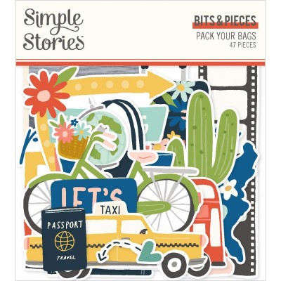 Simple Stories - Éphéméra Bits and Pieces «Pack Your Bags» 47 pcs