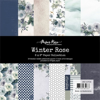 Paper Rose - Papier 6" X 6"  collection «Winter Rose» 18 pages recto-verso
