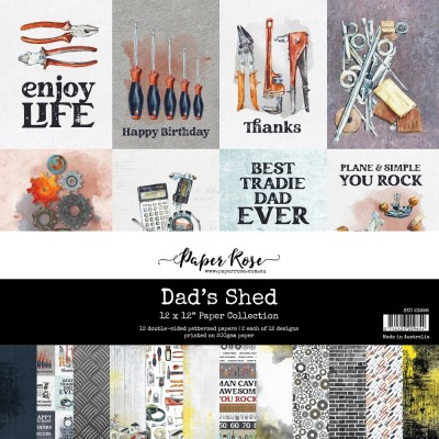 Paper Rose - Papier 12" X 12"  collection «Dad's  Shed» 12 pages recto-verso