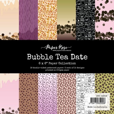 LIQUIDATION- Paper Rose - Papier 6" X 6"  collection «Bubble Tea Date» 18 pages recto-verso (Le prix ci-dessous est déjà en rabais)