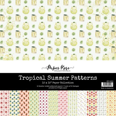 Paper Rose - Papier 12" X 12"  collection «Tropical Summer Patterns» 12 pages recto-verso