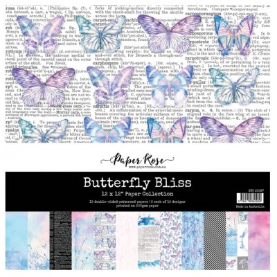 Paper Rose - Papier 12" X 12"  collection «Butterfly Bliss» 12 pages recto-verso