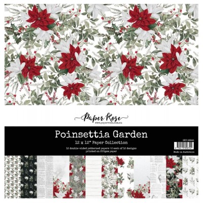 Paper Rose - Papier 12" X 12"  collection «Poinsettia Garden» 12 pages recto-verso