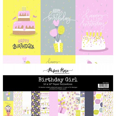 Paper Rose - Papier 12" X 12"  collection «Birthday Girl» 12 pages recto-verso