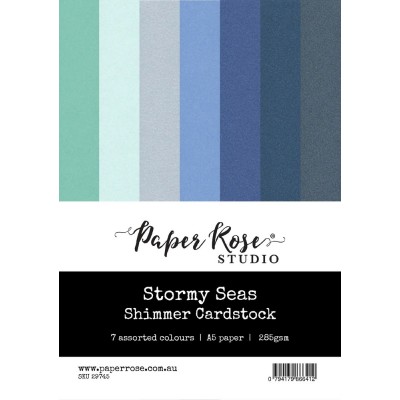 Paper Rose - Papier 6" X 8" Shimmer Cardstock «Stromy Seas» 7 pages recto-verso